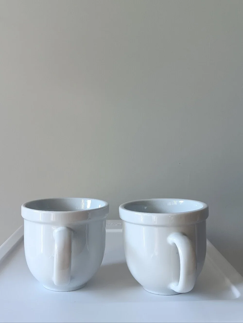 Pottery Barn Ceramic Classic Coffee Mugs White Set of 2 Handled Thick Rim Bistro
